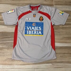 RCD Mallorca 2007-08 Away Jersey Mens Medium Grey Red Real Soccer Shirt La Liga